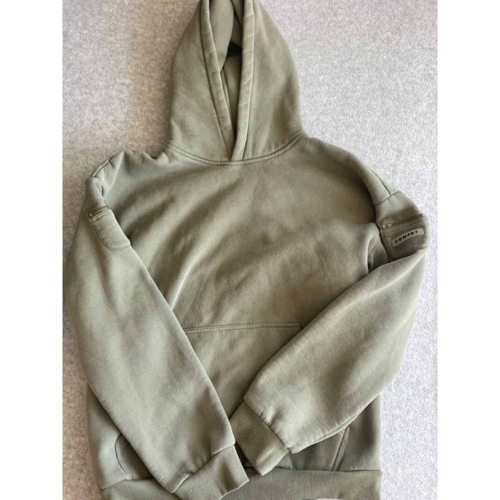 COMFRT Weighted Hoodie Sage Green Utility Sleeve Pocket  Sweatshirt Mens XL